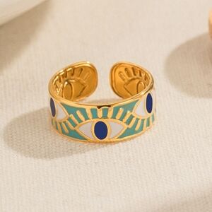18K Gold-Plated Stainless Steel Evil Eye Ring